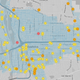 Methane leaks in Pasadena, as estimated by an Environmental Defense Fund Survey from August 2014-May2015. Yellow = low (700-9,000 liters / day), orange = medium (9,000-60,000 liters / day), red = high (>60,000 liters / day). Via EDF